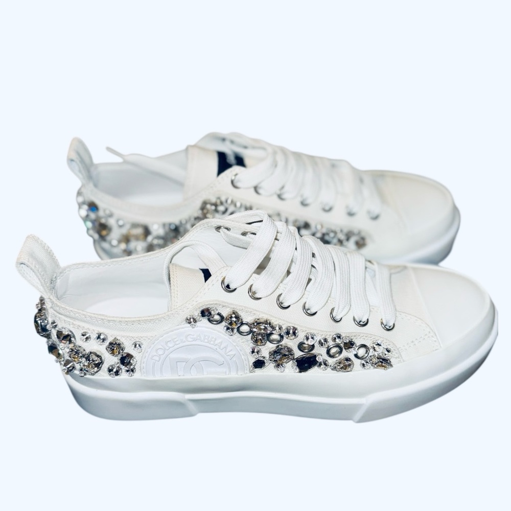 Dolce & Gabbana Portofino Crystal white sneakers 40